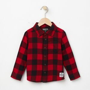 Roots size 5 Red and Black Plaid Kids Shirt